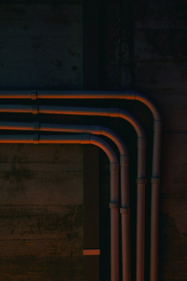 Copper pipework running through a domestic plant room