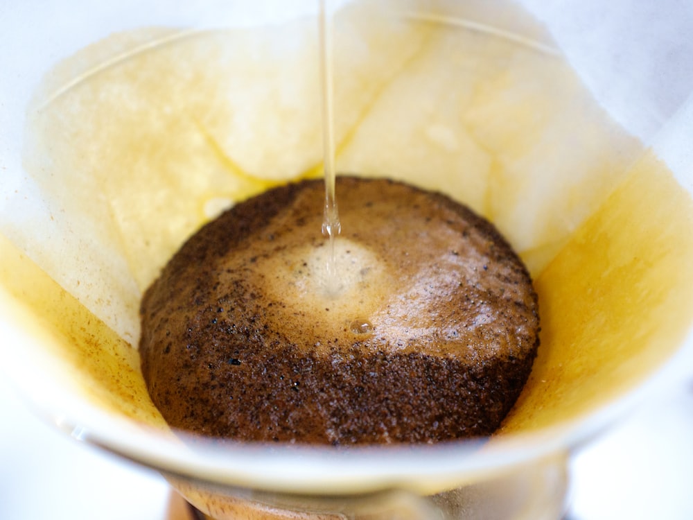 Water going through the filter cone into the pot
